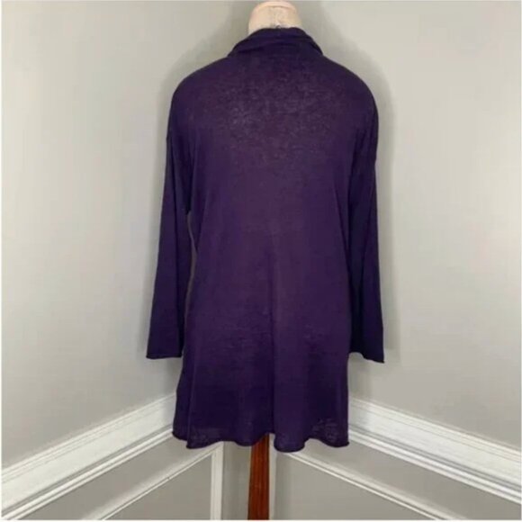 Uniqlo Purple Linen Blend Open Front Draped Cardigan Size Small - Picture 2 of 7